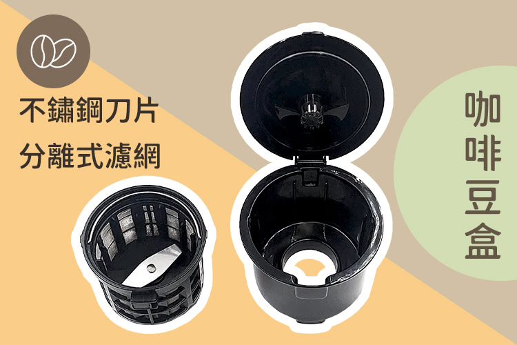 不鏽鋼刀片 分離式濾網 咖啡豆盒 
