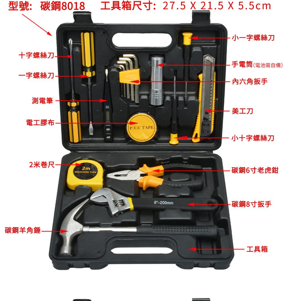 åèç¢³é¼8018 å·¥å·ç®±å°ºå¯¸27.5 X 21.5 X 5.5cm