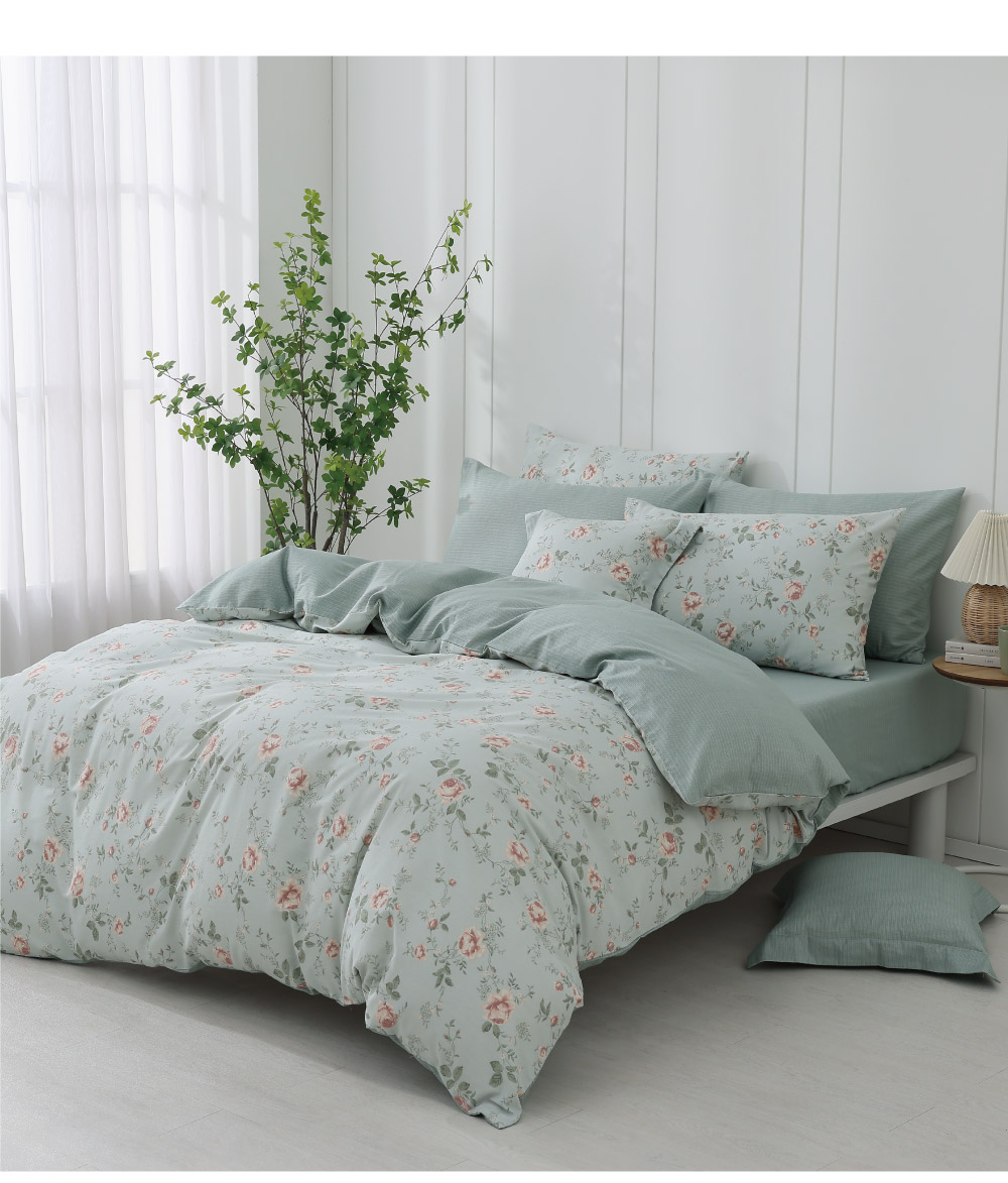 MONTAGUT 夢特嬌 100%純棉兩用被床包組-綠茵芬芳