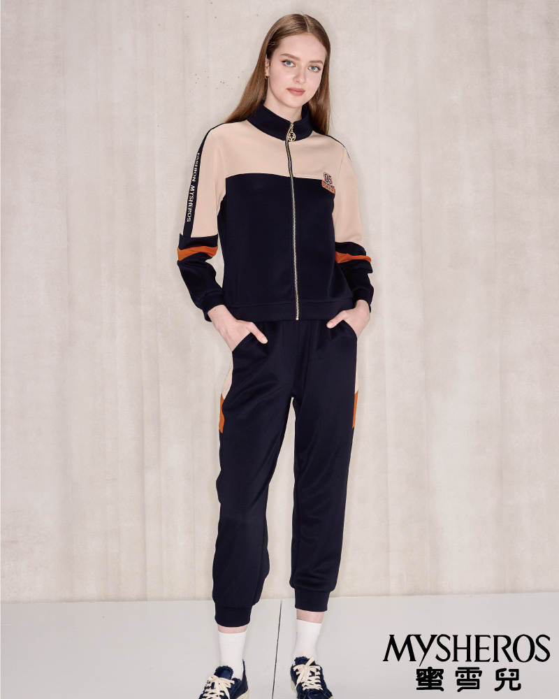 MYSHEROS 蜜雪兒 運動休閒夾克外套 拼色字母數字刺繡
