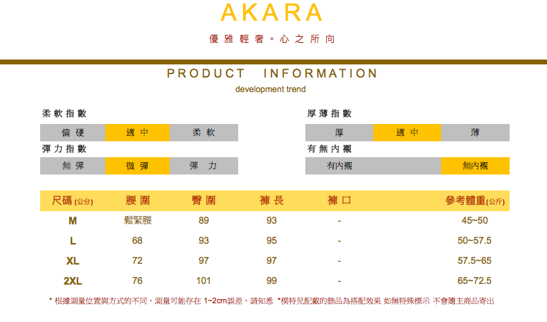根據測量位置與方式的不同,測量可能存在12cm誤差,請知悉模特兒配戴的飾品為搭配效果 如無特殊標示不會隨主商品寄出
