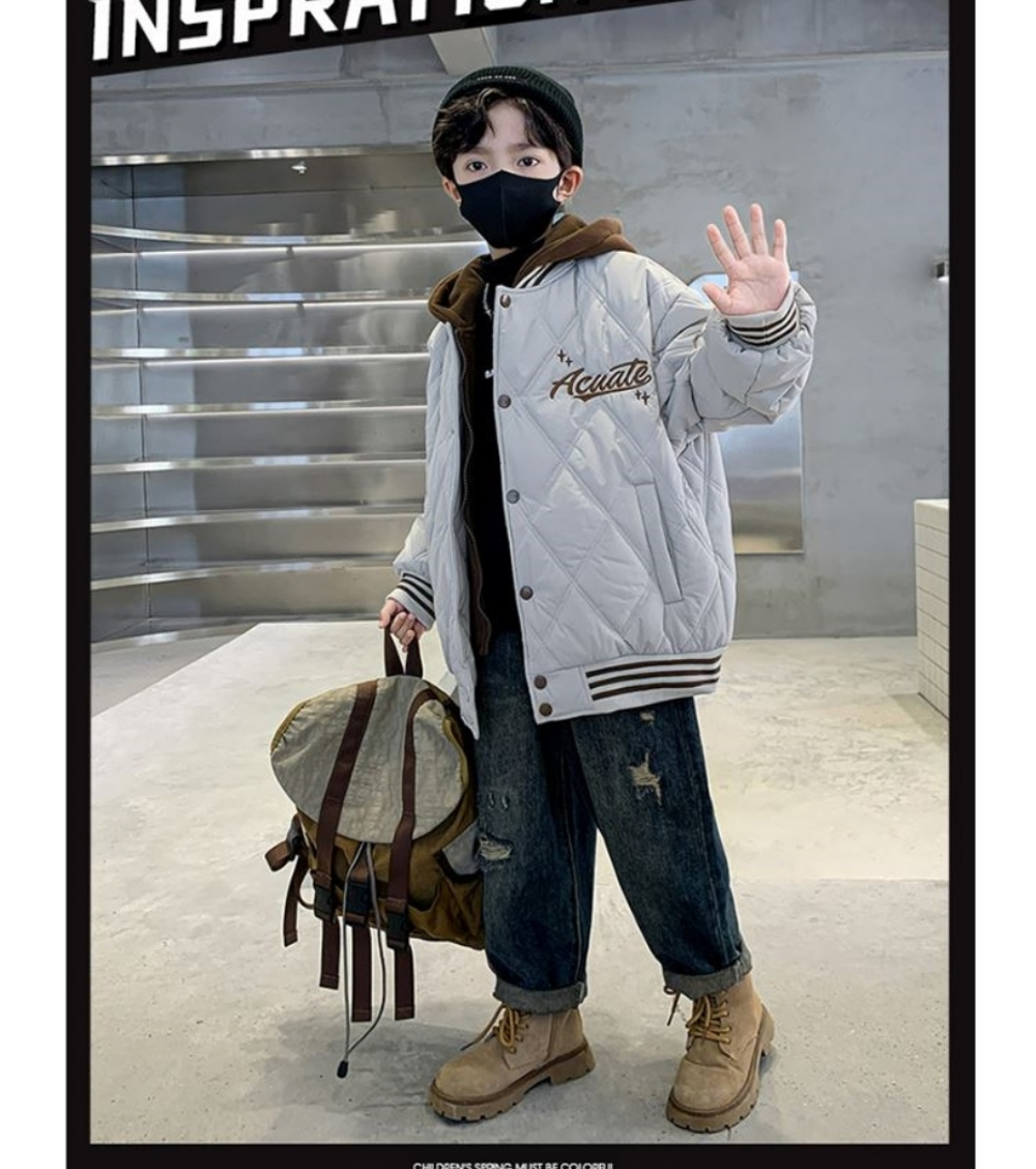 UniKids 現貨 中大童裝假兩件夾棉長袖連帽外套 棒球服