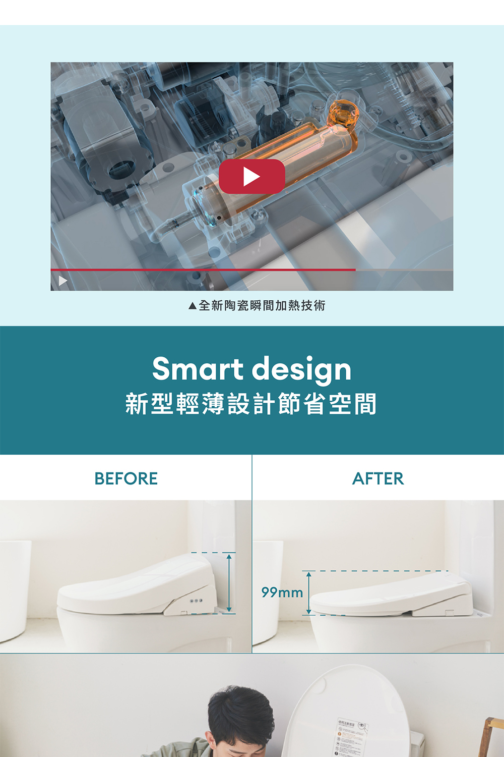全新陶瓷瞬間加熱技術 新型輕薄設計節省空間 