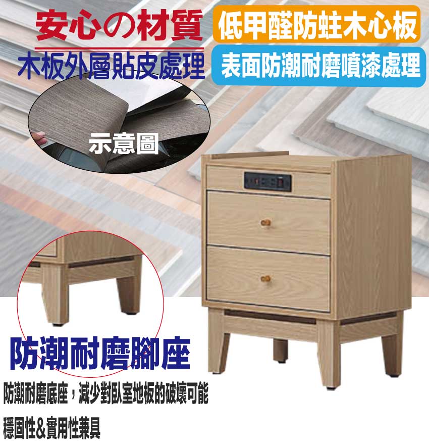 文創集 萬斯1.3尺插座二抽收納櫃(二色可選)折扣推薦