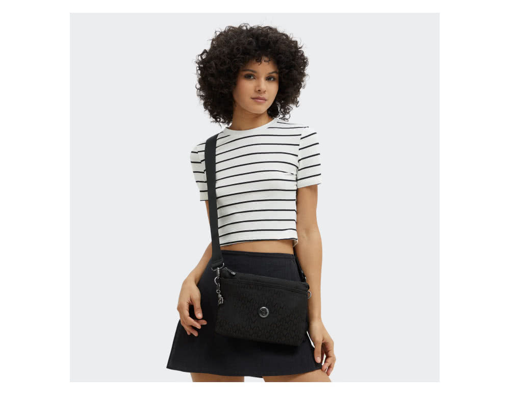 KIPLING官方旗艦館 『千層包』深黑提花大容量側背千層包