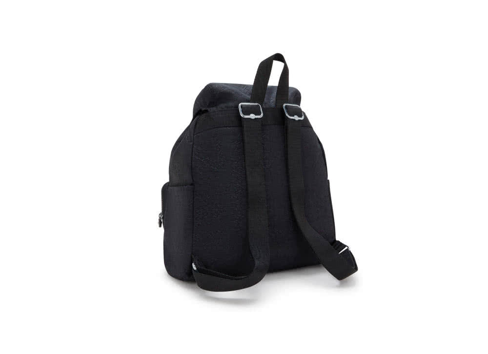 KIPLING官方旗艦館 墨黑壓印大容量多袋收納後背包-AL