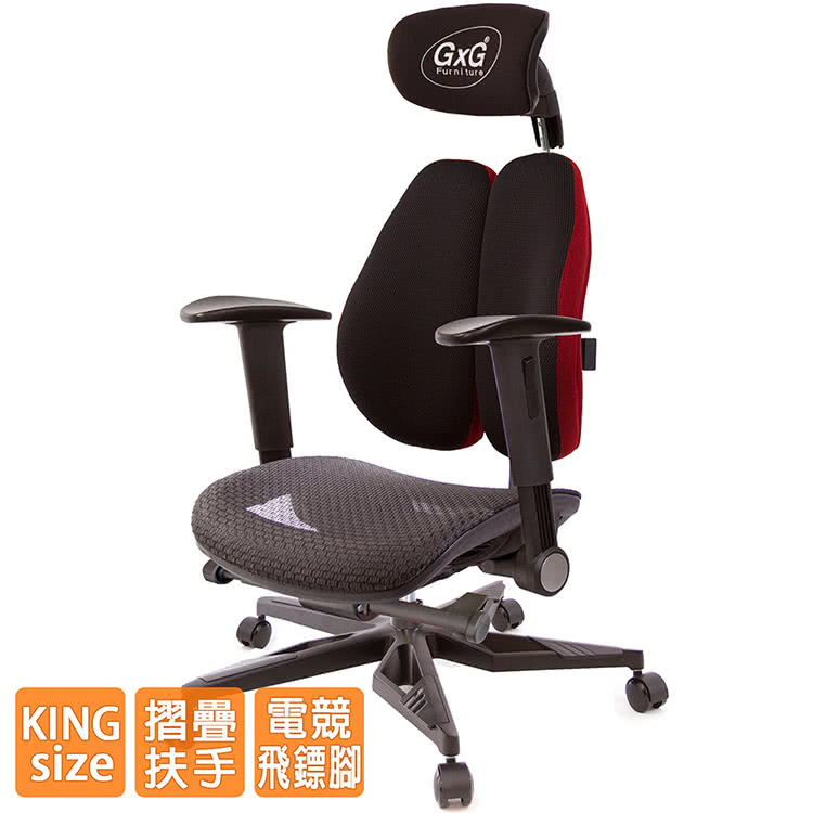 GXG 吉加吉 大網座 雙背工學椅 電競腳/摺疊升降扶手(T