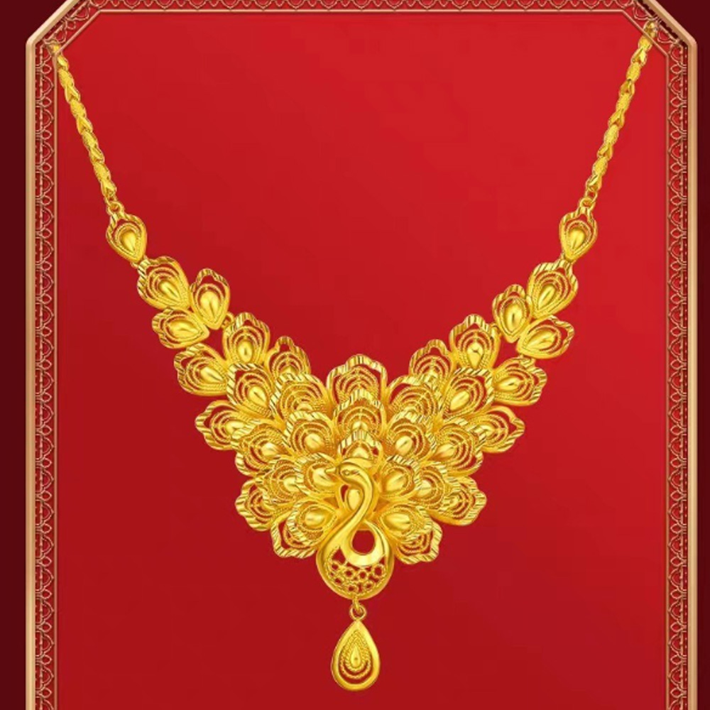 Jpqueen 孔雀婚嫁黃銅鍍金新娘項鍊手鐲耳環戒指(4款可