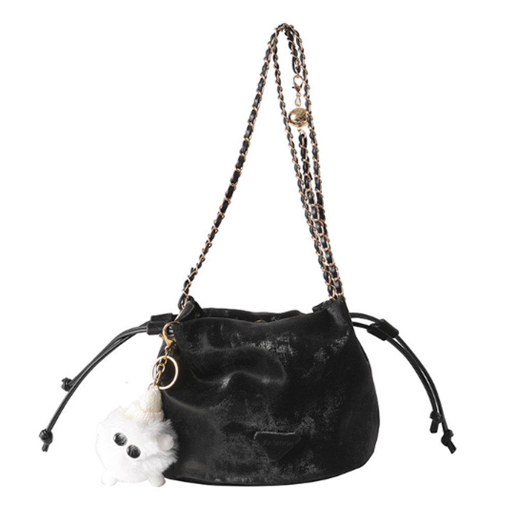 Jpqueen 流行雲彩紋路鍊條女款手提側肩斜背包水桶包(4