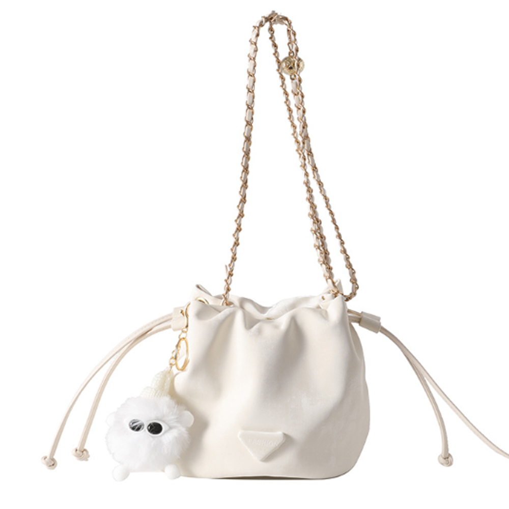 Jpqueen 流行雲彩紋路鍊條女款手提側肩斜背包水桶包(4