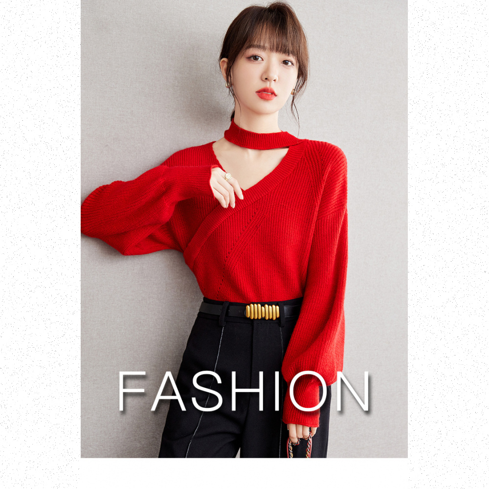 Very Buy 非常勸敗 預購/法式紅色掛脖毛衣女秋冬年高