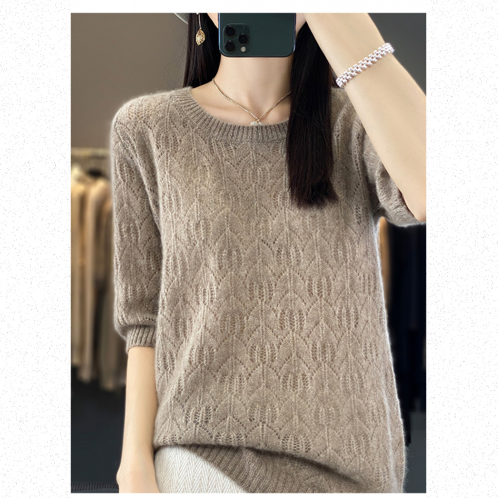 Very Buy 非常勸敗 預購/春秋圓領鏤空提花羊毛衫女歐