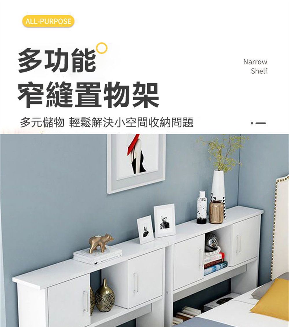 超微米 沙發後填塞收納長條架側邊縫隙靠墻窄櫃(床邊夾縫櫃) 