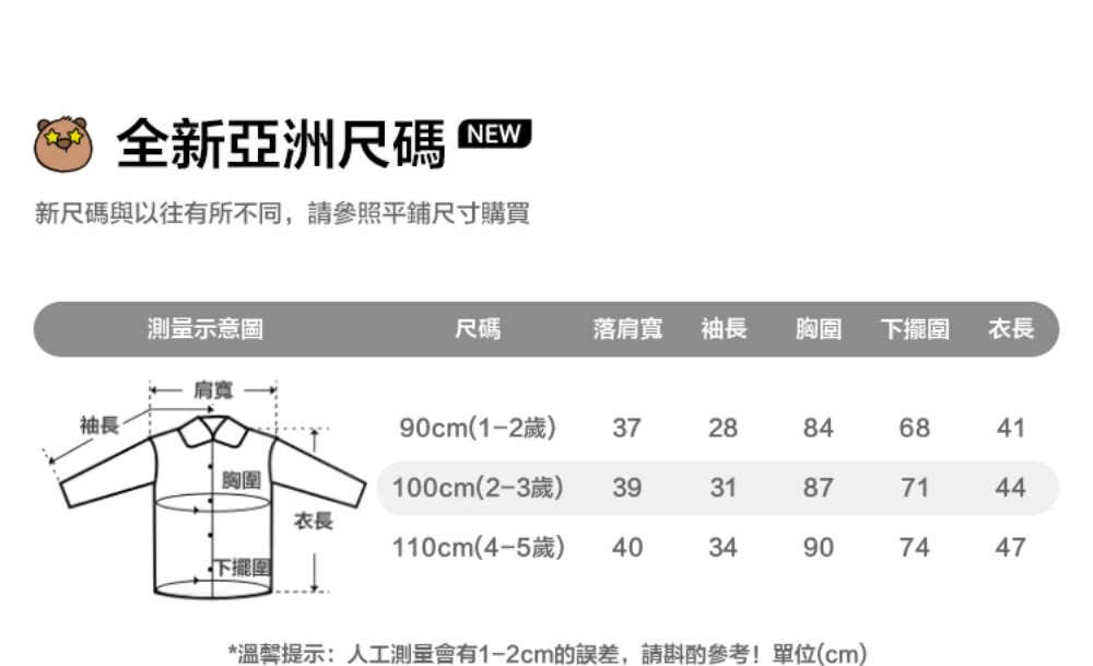 溫馨提示人工測量會有12cm的誤差,請斟酌參考單位cm