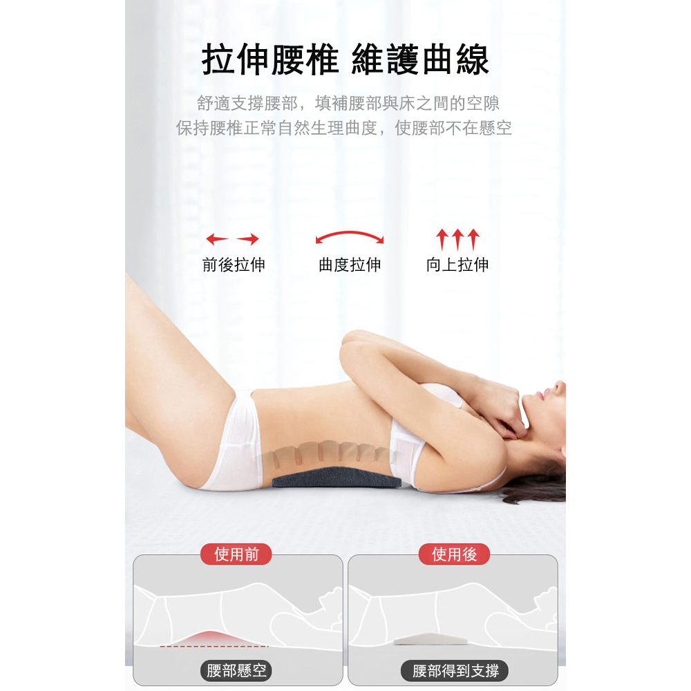 保持腰椎正常自然生理曲度,使腰部不在懸空