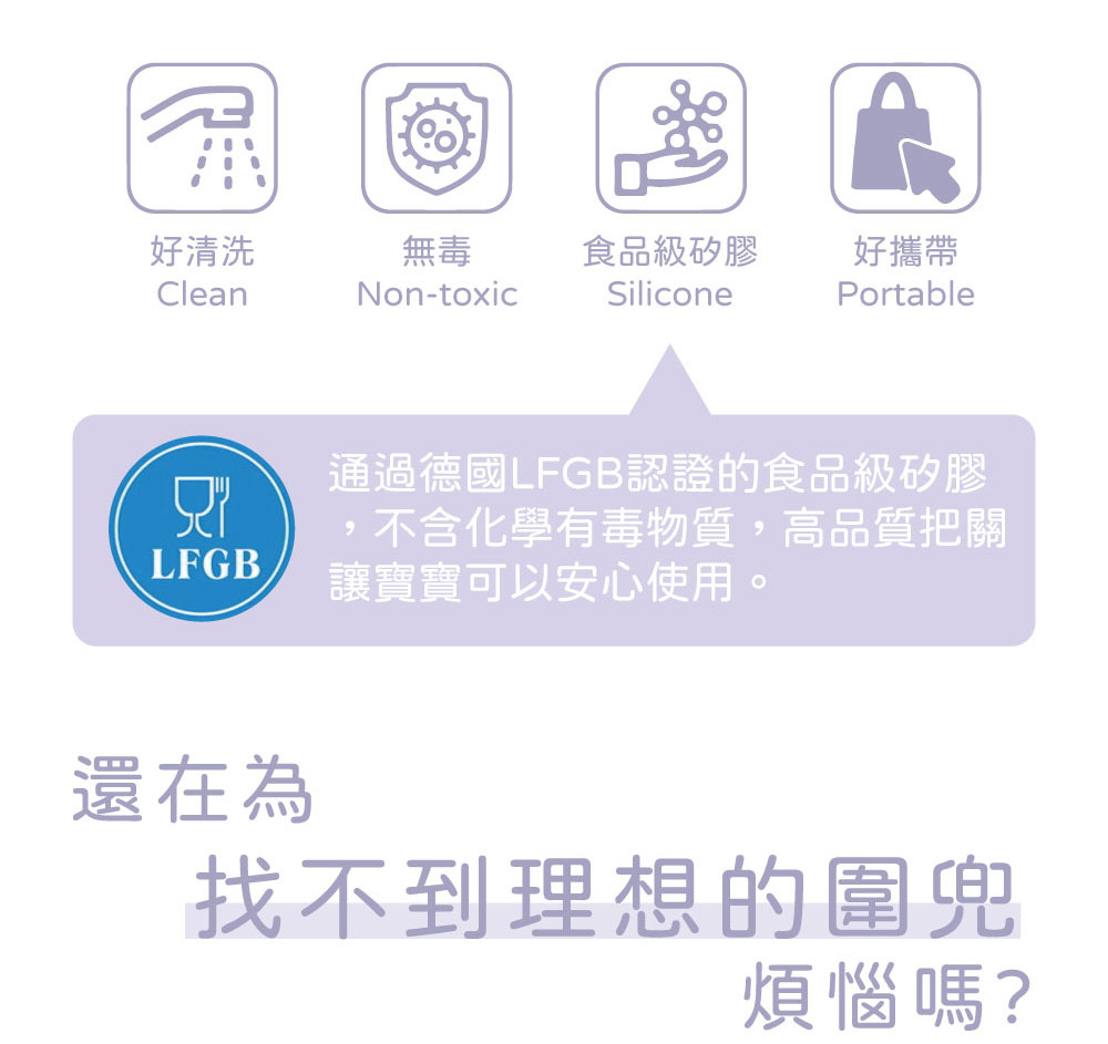 Qubies 攜帶式矽膠立體圍兜(兒童圍兜 學習餐具)品牌優