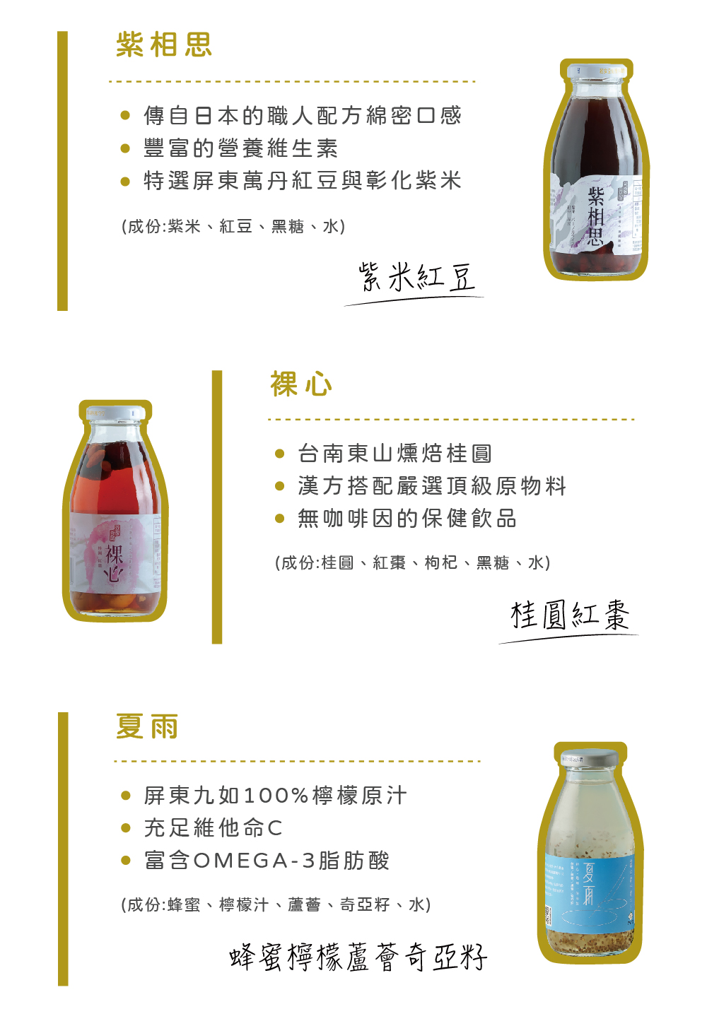 成份蜂蜜、檸檬汁、蘆薈、奇亞籽、水