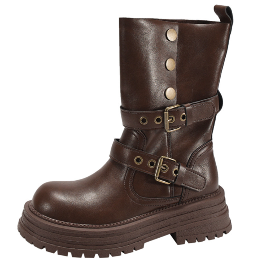 JP Queen New York 西部牛仔風雙皮帶扣女款厚