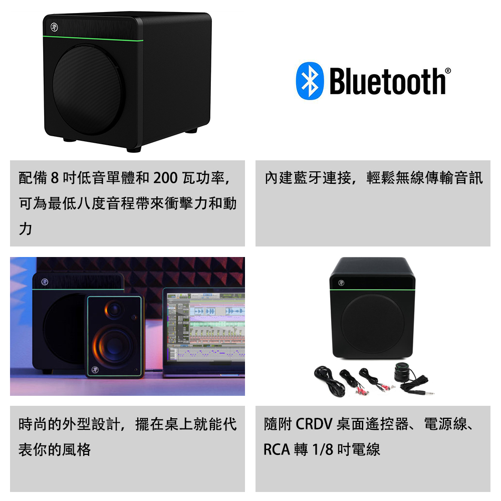 隨附 CRDV 桌面遙控器、電源線、