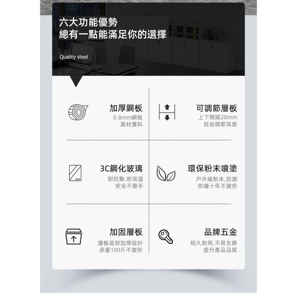 WOG 窩居 辦公室鐵皮資料櫃 抽屜儲物收納櫃-75*39*