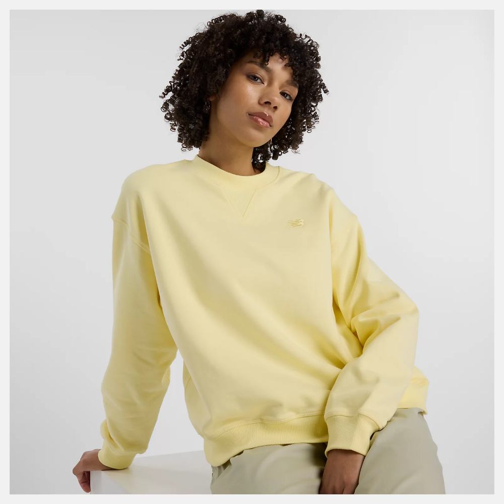 NEW BALANCE NB 長袖上衣 女 大學T 美規 黃