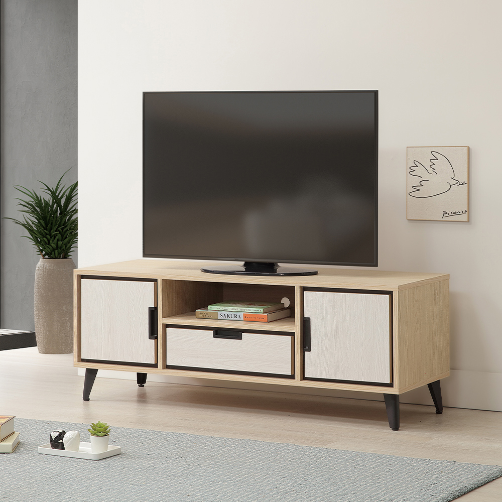 唯熙傢俱 雷莎原木雙色4尺電視櫃(客廳 電視櫃 長櫃 收納櫃