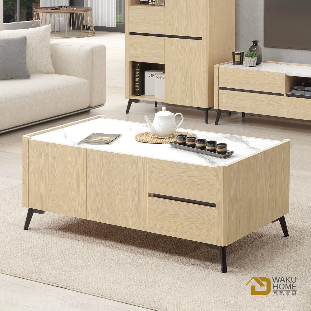 WAKUHOME 瓦酷家具 LAMP暖調工業風原橡木4尺仿石