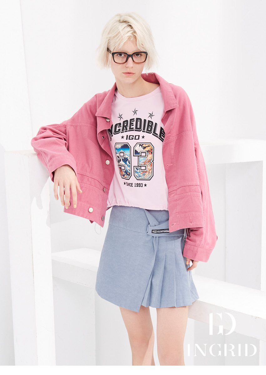 IGD 英格麗 實體同步款-率性拼接牛仔夾克外套(蜜桃紫)好