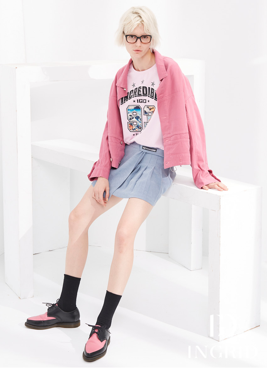 IGD 英格麗 實體同步款-率性拼接牛仔夾克外套(蜜桃紫)好