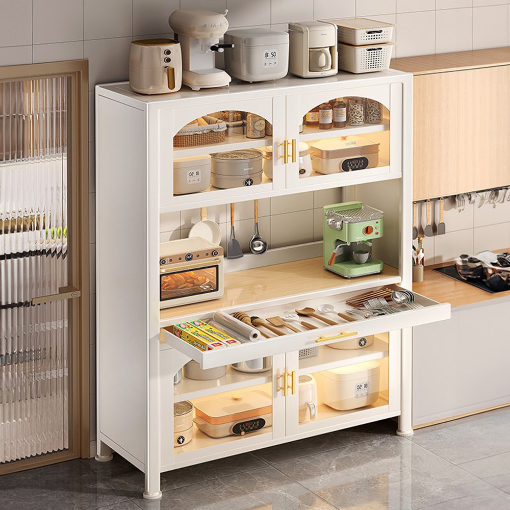 顧家家居 抽屜式餐邊櫃-118×42×185六層(可抽拉層板