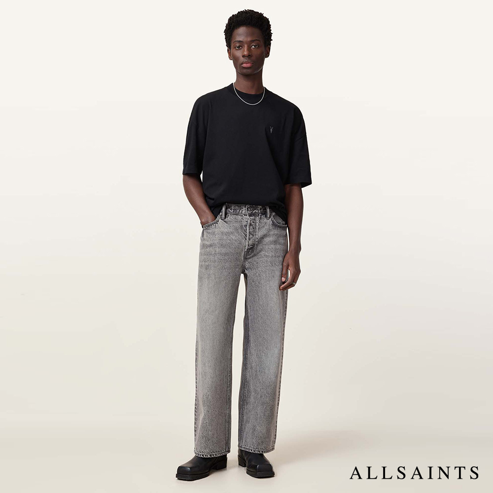 ALLSAINTS LENNY 寬鬆高腰直筒牛仔褲寬褲-灰 