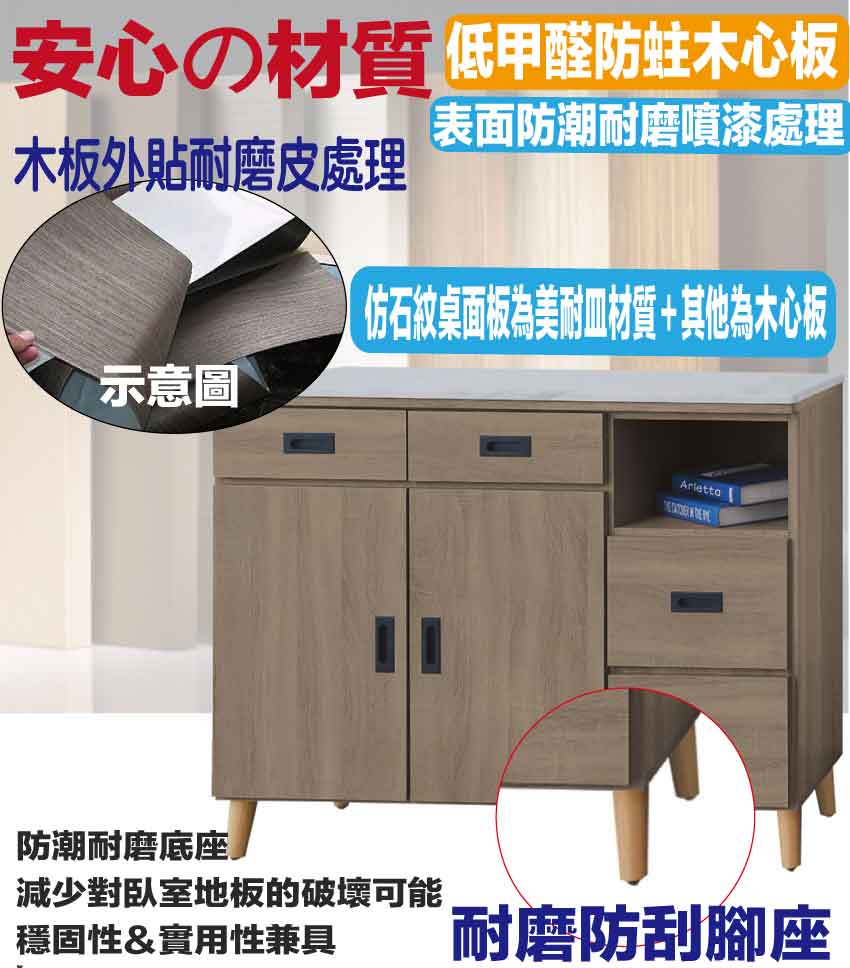 文創集 星空4尺二門四抽低餐櫃(二色可選)折扣推薦