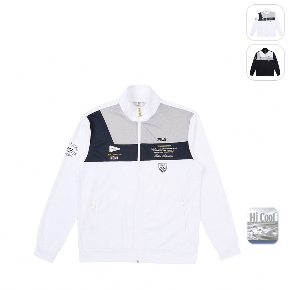 FILA官方直營 男吸濕排汗針織外套-白色(1JKZ-173 FILA官方直營 男吸濕排汗針織外套-白色(1JKZ-173