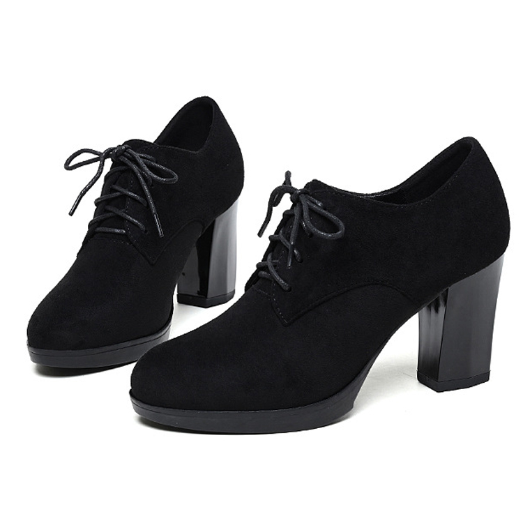 Sp house 性感都會羊絨圓頭繫帶粗高跟鞋(黑色跟高可選 Sp house 性感都會羊絨圓頭繫帶粗高跟鞋(黑色跟高可選