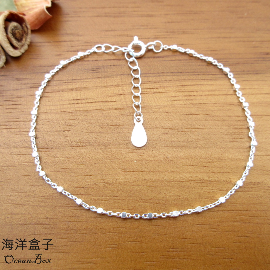 海洋盒子 極簡亮面間隔方塊細款925純銀手鍊(女用手鍊)折扣