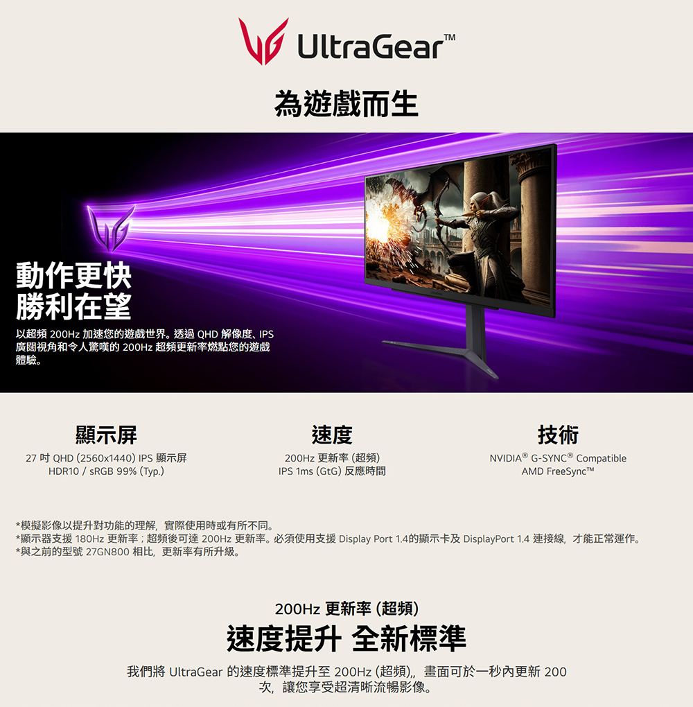 LG 樂金 27GS75Q-B 27型 IPS 2K 180