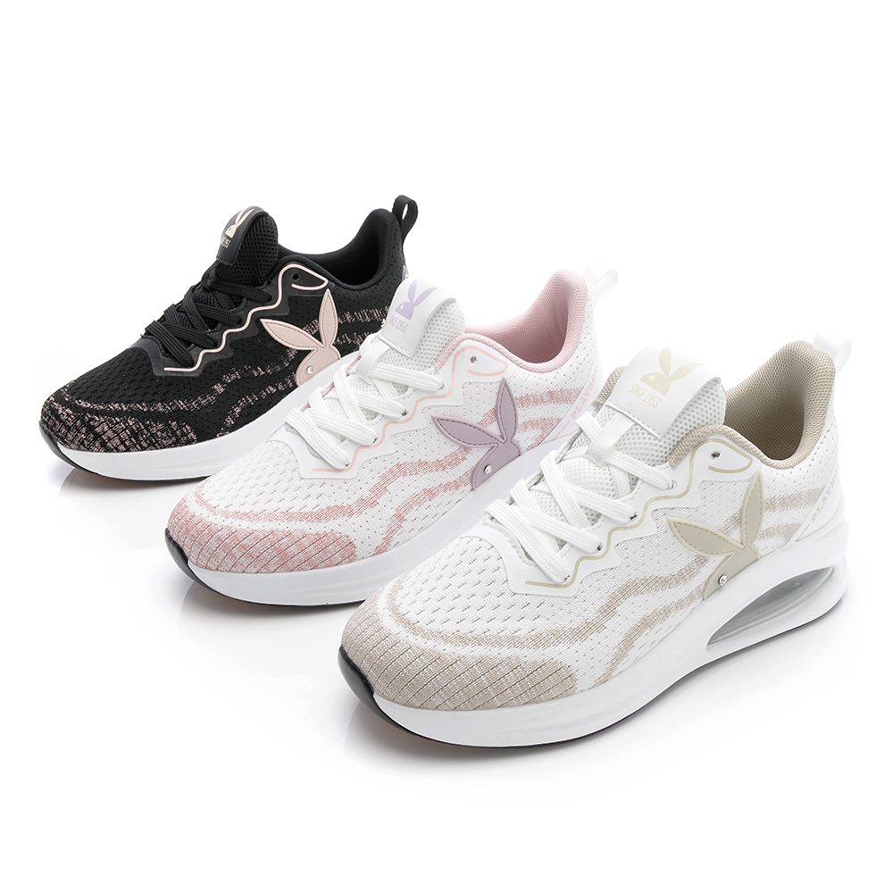 PLAYBOY PLAYBOY 潮流目光 飛織流線氣墊鞋-白