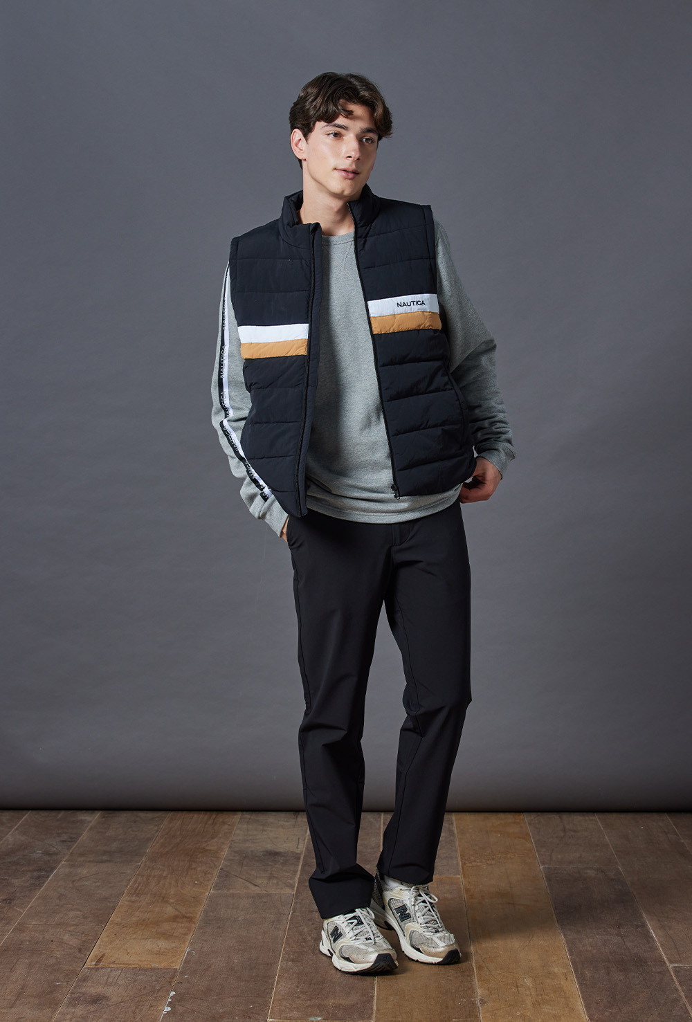 NAUTICA 官方旗艦 男裝 微高領撞色柔暖背心(黑色)優