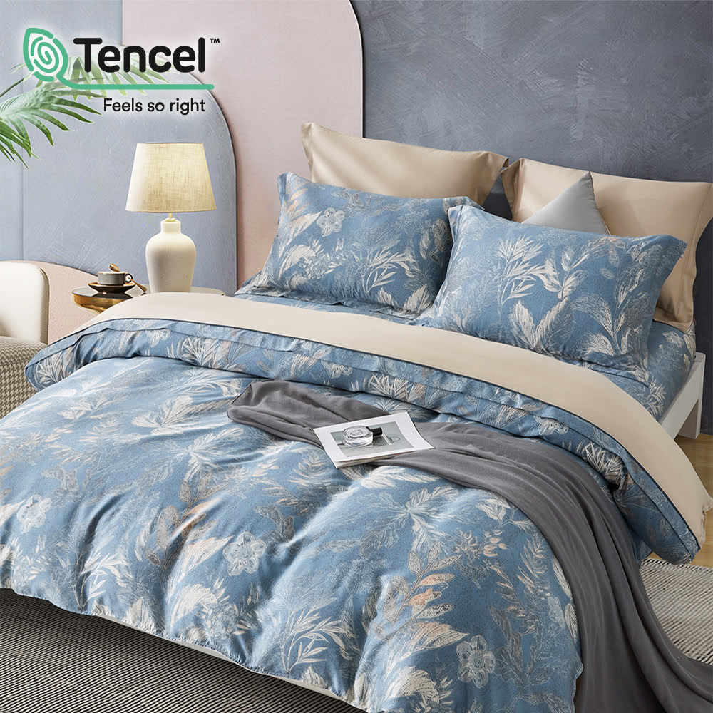 貝兒居家寢飾生活館 60支100%天絲四件式兩用被床包組 裸