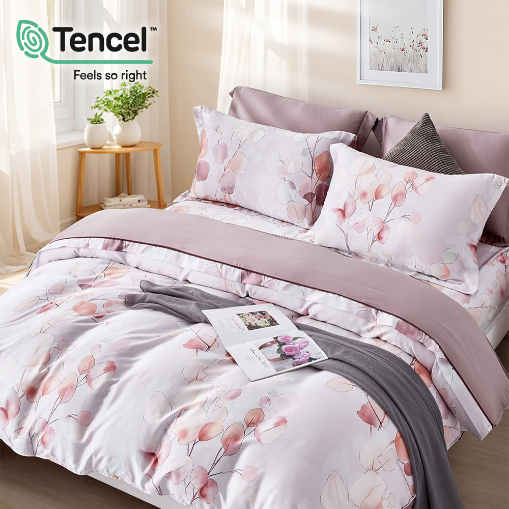 貝兒居家寢飾生活館 60支100%天絲四件式兩用被床包組 裸