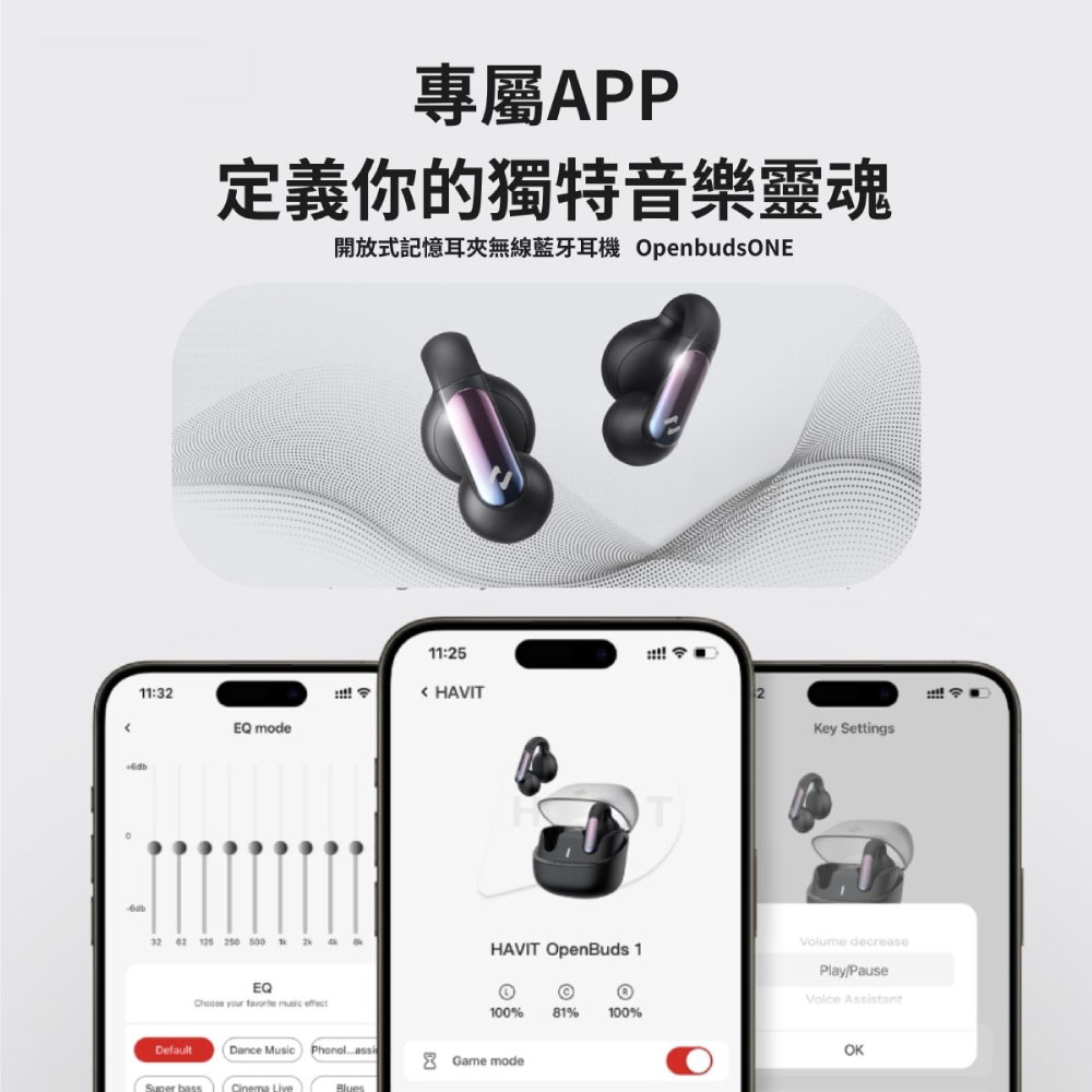 專屬APP 定義你的獨特音樂靈魂 開放式記憶耳夾無線藍牙耳機 OpenbudsONE 