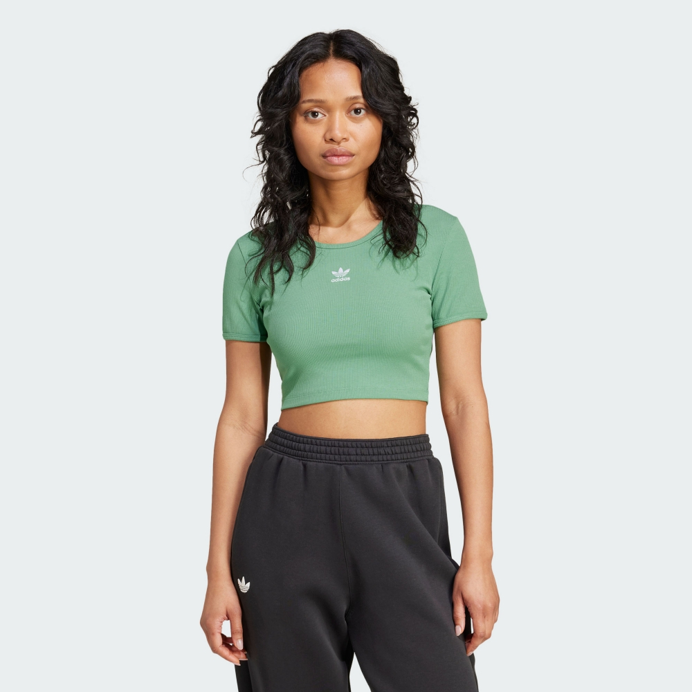 adidas 愛迪達 短袖上衣 女 運動 亞規 三葉草 短版