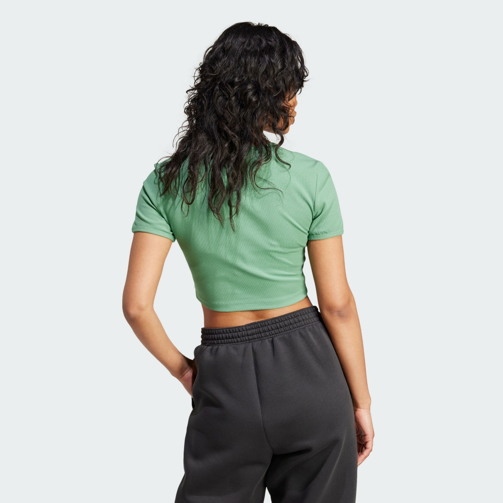 adidas 愛迪達 短袖上衣 女 運動 亞規 三葉草 短版