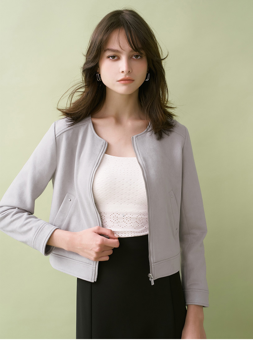 MOMA 優雅日系仿麂皮外套(灰色)優惠推薦