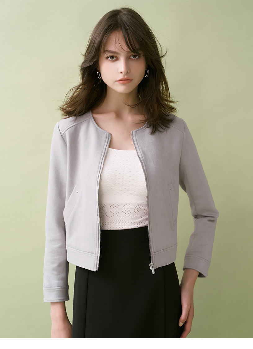 MOMA 優雅日系仿麂皮外套(灰色)優惠推薦