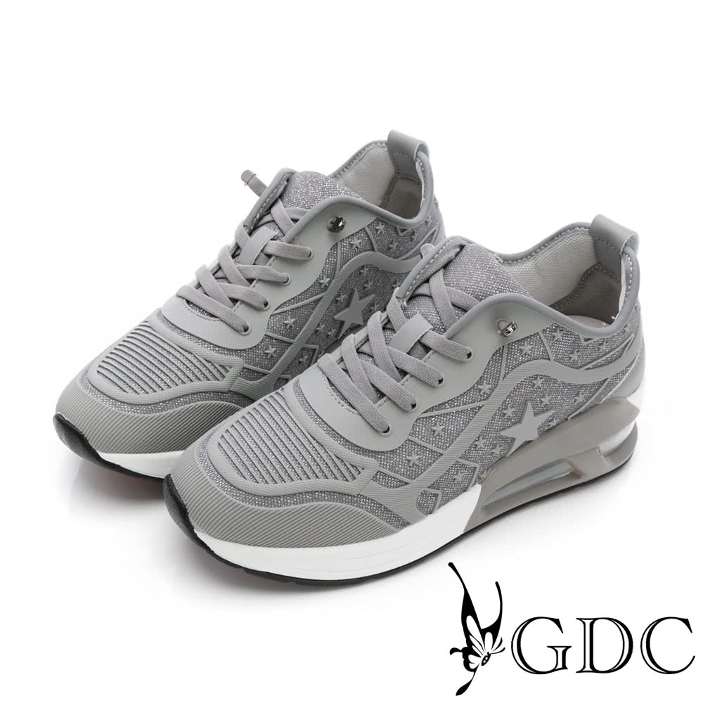 GDC 輕量運動閃耀星彩氣墊厚底休閒鞋-灰(426056-2