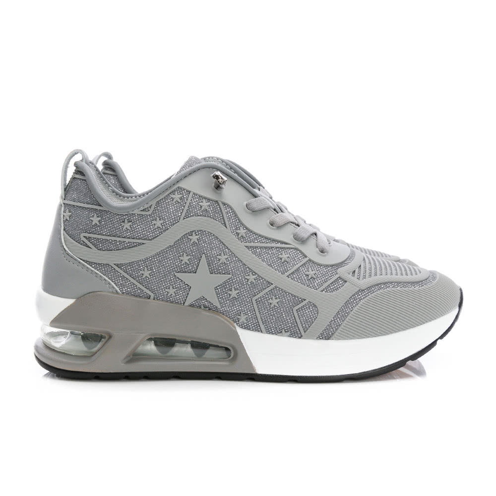 GDC 輕量運動閃耀星彩氣墊厚底休閒鞋-灰(426056-2
