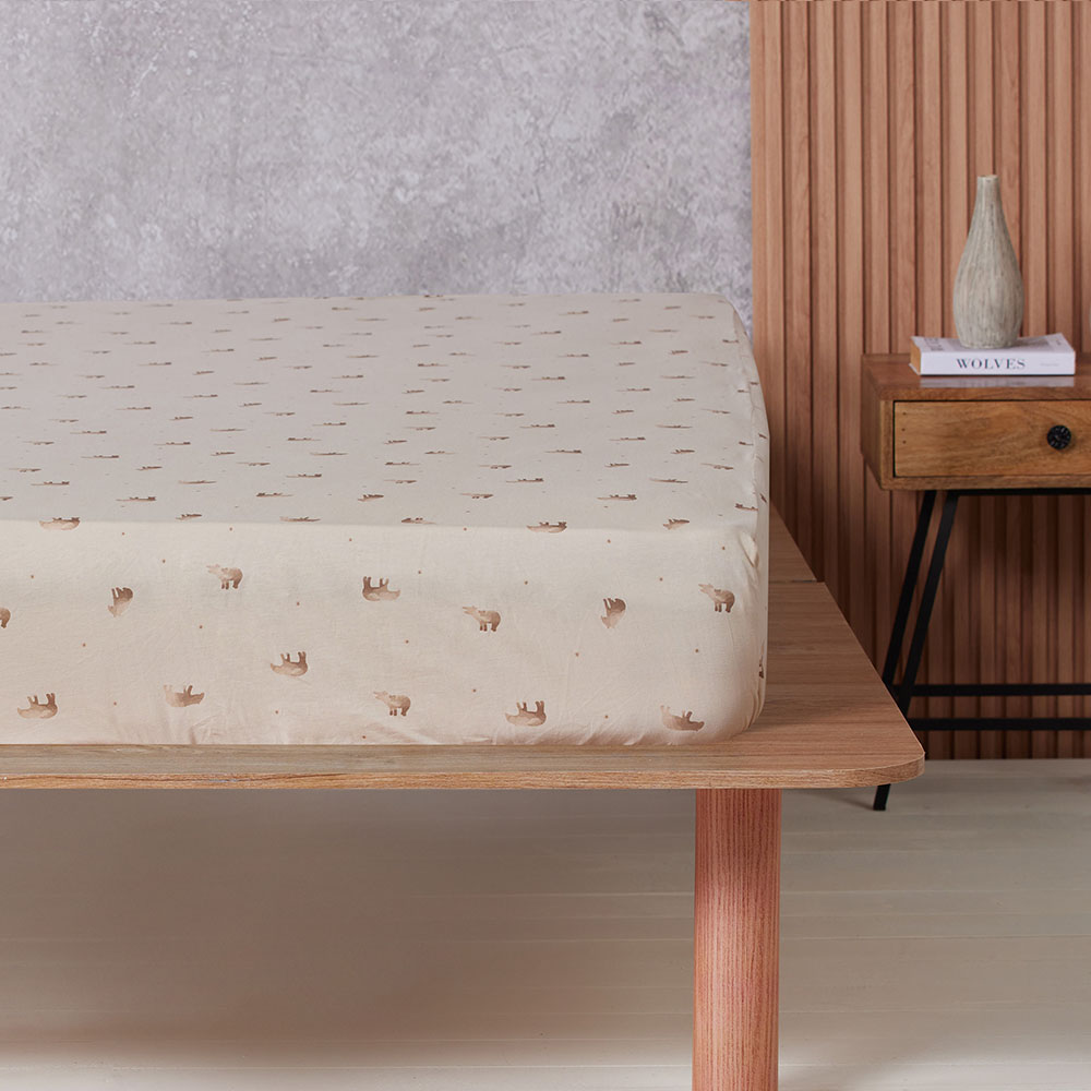 YVONNE 以旺傢飾 100%美國棉印花床包-馬來貘 象牙