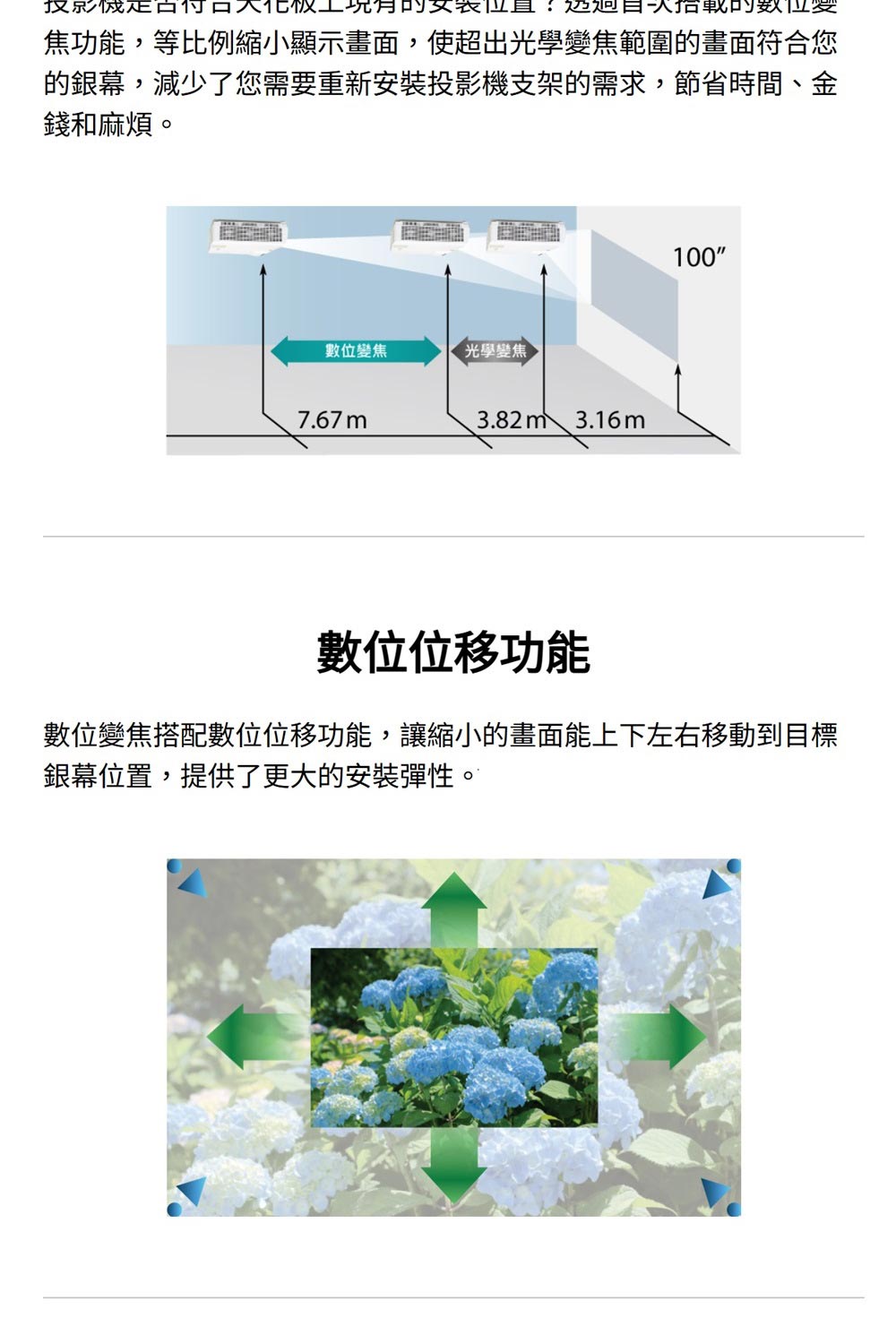 焦功能,等比例縮小顯示畫面,使超出光學變焦範圍的畫面符合您