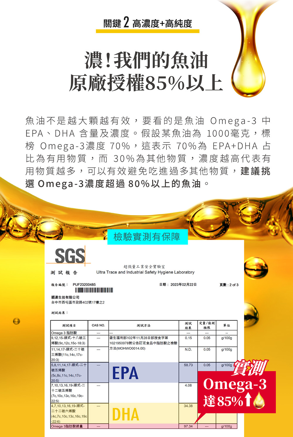 榜 Omega3濃度 70%,這表示 70%為EPADHA 占